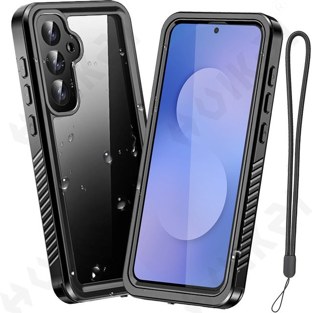 Shellbox Wasserdichte Schwimm-Handyhülle aus Aluminium Metall für Samsung S26 S25 S24 Ultra A57 A37 A56 A36 A17 A16 5G in Schwarz - Bild 1