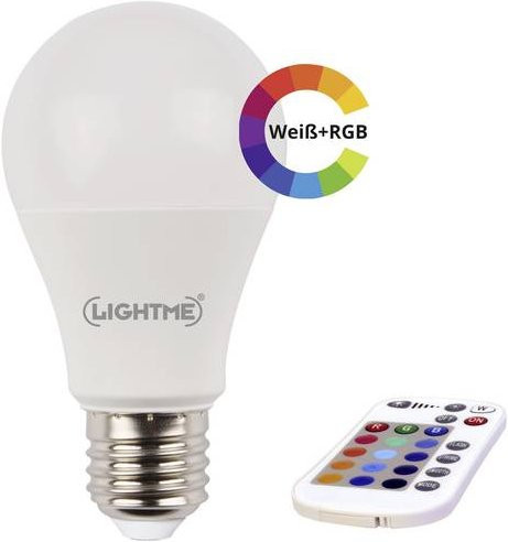 LightMe LM85193 RGBW LED Glühbirne E27, dimmbar, Multicolor, Durchmesser: 60 mm, Höhe: 114 mm - Bild 1