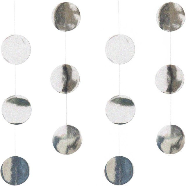 Rico Design Genähte Girlande Kreise Silber, Durchmesser: 8 cm, Länge: 1,7 m - Bild 1