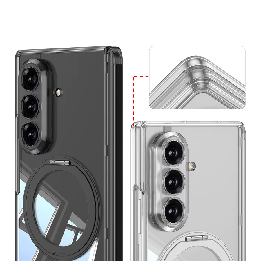 Magnetischer Scharnier-Ringhalter für Samsung Galaxy Z Fold 8 Ultra mit MagSafe-Kompatibilität und Displayschutzfolie in Schwarz und Transparent - Bild 2