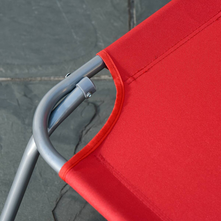 Outsunny Sonnenliege Rot mit verstellbarer Kopfstütze und UV-beständigem Polyester, B/H/L: 55 x 24 x 187 cm - Bild 4