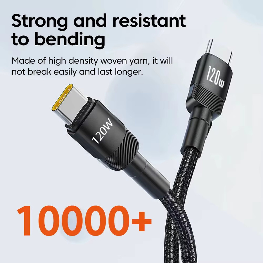 NNBILI USB-C auf USB-C Ladekabel 120W PD Schnellladegerät in Schwarz für iPhone 16 17 Pro, MacBook, Samsung und Xiaomi - Bild 4