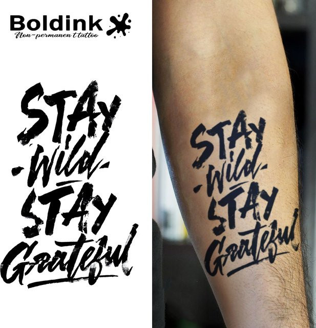 BOLDINK Wild Dankbarkeit Tattoo-Aufkleber, wasserfest - Bild 1