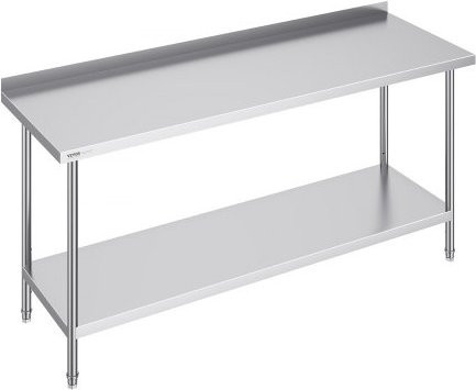 VEVOR Edelstahl Arbeitstisch in Silber mit höhenverstellbaren Beinen, B/T/H: 182,9 x 61,0 x 71,1 cm - Bild 1