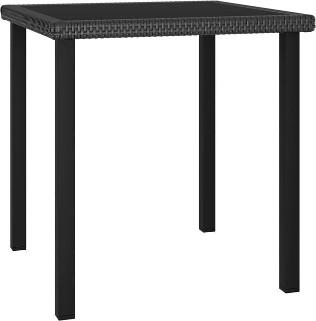 vidaXL Garten-Esstisch aus Poly-Rattan und gehärtetem Glas in Schwarz, B/T/H: 70 x 70 x 73 cm - Bild 1