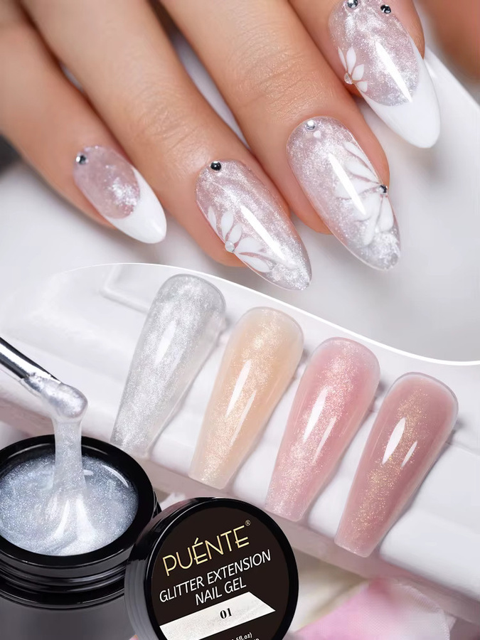 PUENTE Glitzer-Verlängerungsgel, Rosa Glitzer, 15 ml - Bild 5