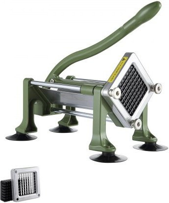 VEVOR Pommes-Schneider aus Edelstahl und Aluminium in Grün mit Saugfüßen und 3/8-Zoll Klinge für Kartoffeln, Gurken und Gemüse - Bild 1