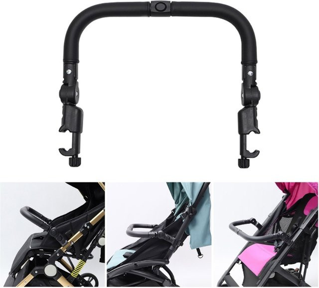 Universeller verstellbarer Ersatzgriff für Baby Kinderwagen als Stoßstange und Armlehne in Schwarz - Bild 1