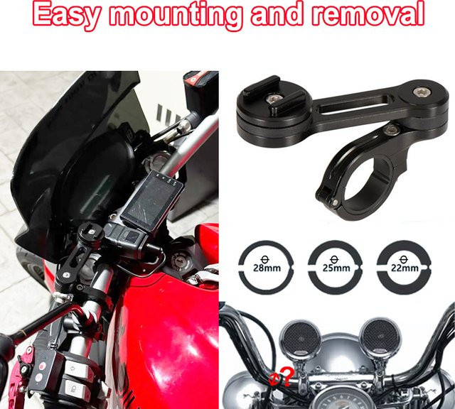 Sadione Motorrad Handyhalterung für Lenker mit 22mm, 25mm oder 28mm Durchmesser in Schwarz ohne Telefon Adapter - Bild 1