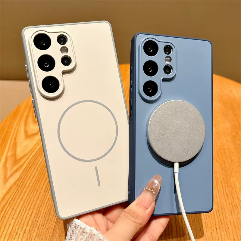 Matte magnetische Schutzhülle für Samsung Galaxy S25 S24 S23 S22 Ultra A56 A26 A17 FE Plus in Schwarz mit MagSafe Unterstützung - Bild 1