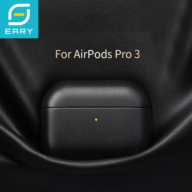 Eary Echtleder-Schutzhülle für AirPods Pro 3, stoßfestes Kopfhörer-Etui in Schwarz oder Braun - Bild 1