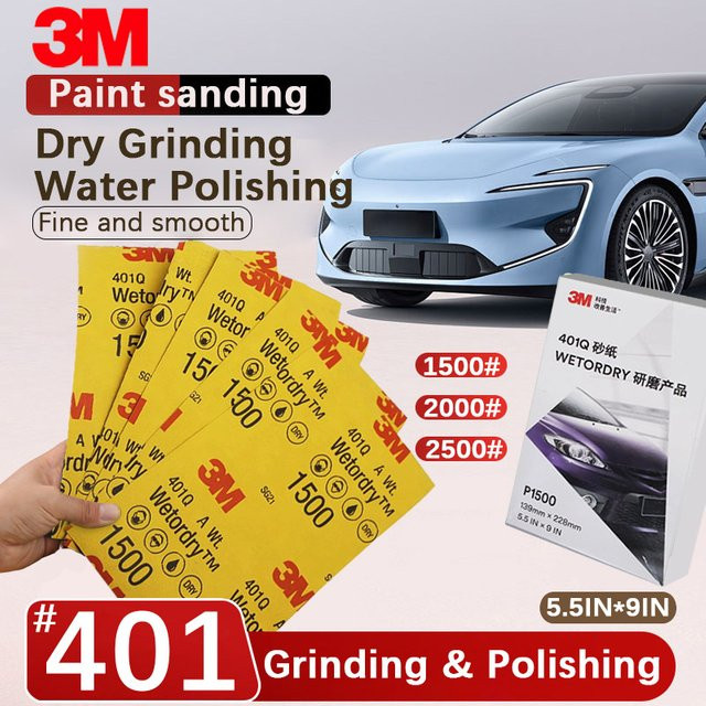 3M Schleifpapier Gelb für Holz und Metall zum Trocken- und Wasserpolieren mit 1500er Körnung - Bild 1