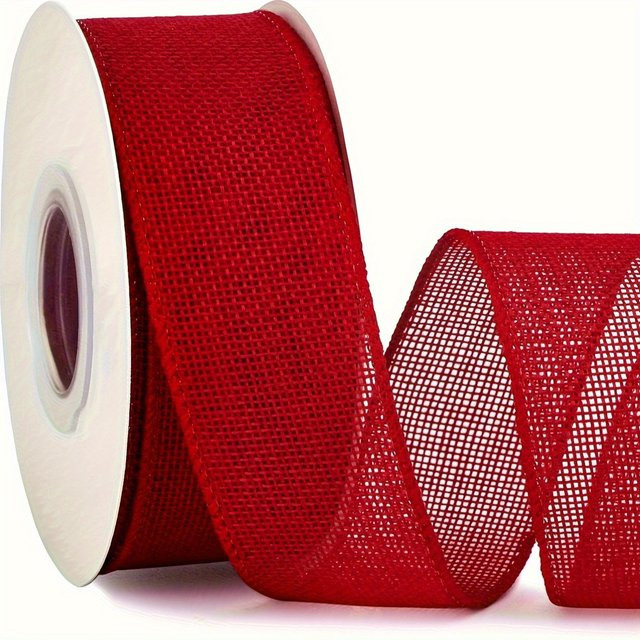 Rotes Sackleinenband mit Kabelkante für Dekorationen und Bastelarbeiten - Bild 1