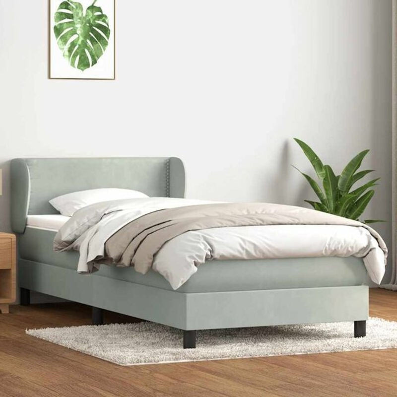 Vidaxl Boxspringbett mit Matratze in Grau aus Samt, B/T/H: 80 x 220 x 88 cm - Bild 1