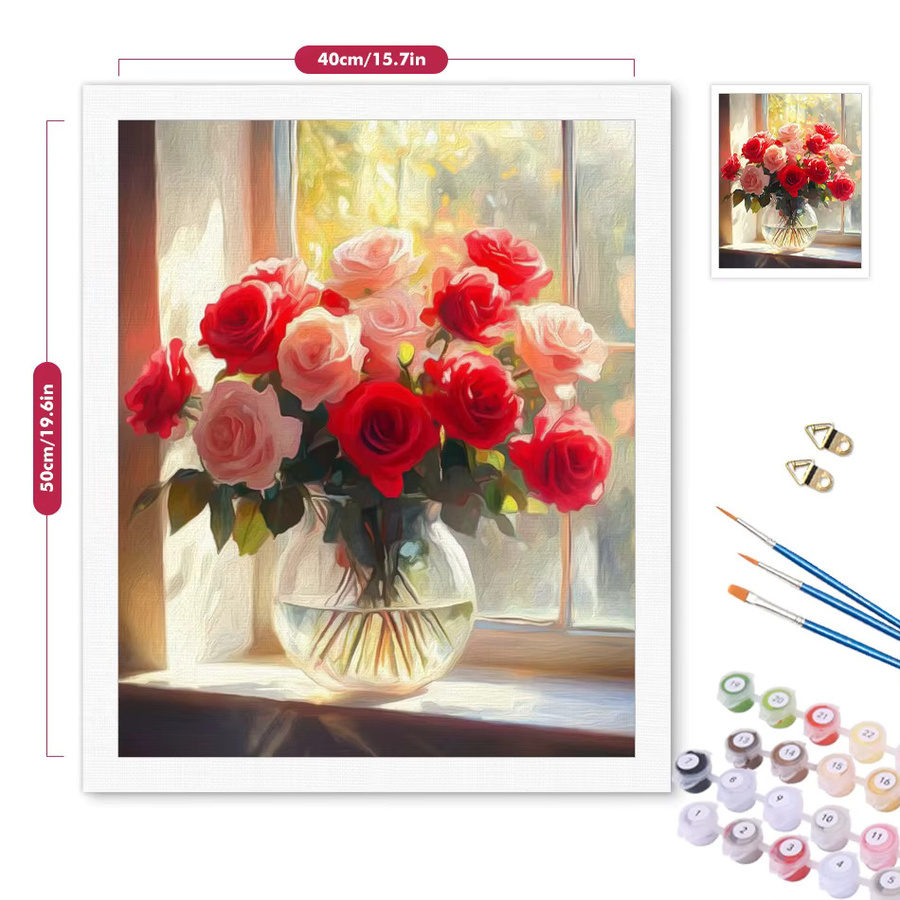 RUOPOTY Malen nach Zahlen, Vase Blume, Set, adults - Bild 4