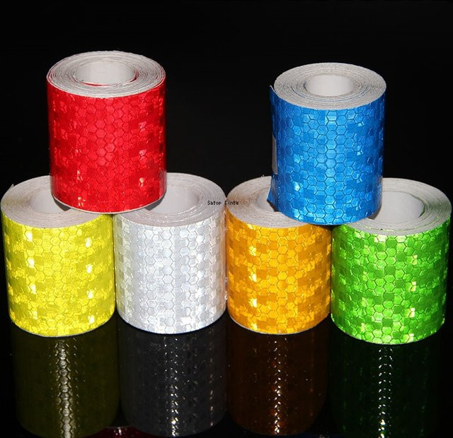 Satop Cinta Reflektierendes Fahrradband in Weiß, Rot, Gelb und Orange, Wasserdichtes fluoreszierendes Reflexionsband für hohe Sichtbarkeit, Breite: 5 cm, Länge: 10 m - Bild 1