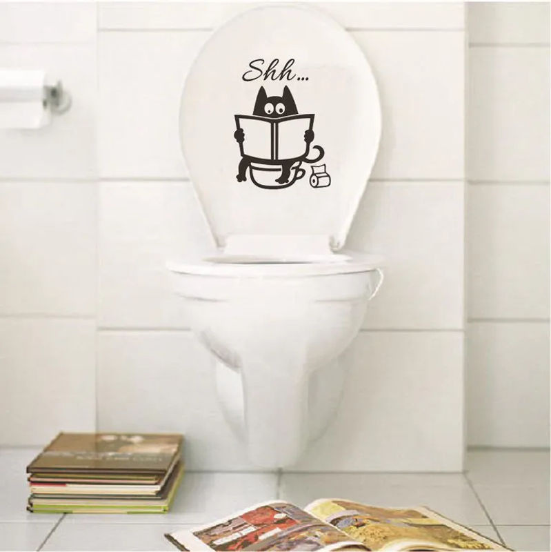 xianyi01 Wandsticker mit lustigem Katzenmotiv für das Badezimmer in Schwarz - Bild 2
