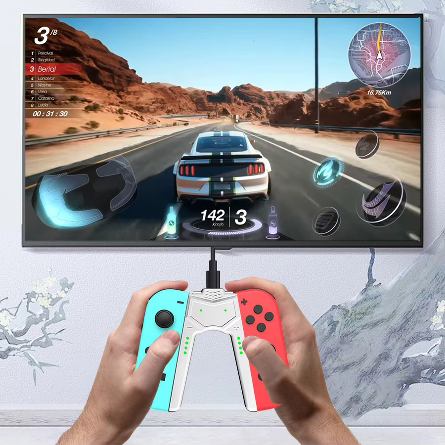 ALLOET Joy-Con Ladegriff für Nintendo Switch OLED mit USB-C Anschluss, Farbe: Schwarz - Bild 4