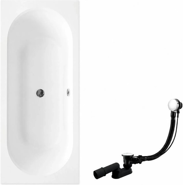 KOLMAN Badewanne Rechteck aus Acryl in Weiß mit Styroporverkleidung, Ablauf und Füßen, B/T: 180 x 80 cm - Bild 1