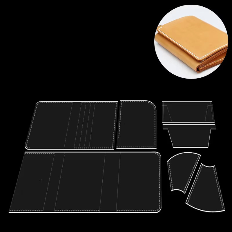 YOMDID 7er Set Acryl Schablonen für DIY Lederhandwerk zur Herstellung von kurzen Brieftaschen aus Stoff und Leder - Bild 2