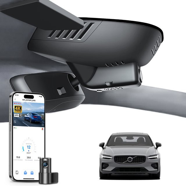 Mangoal Dashcam 4K mit WiFi, App und GPS für Volvo S60 V60 Cross Country (2019-2026), Schwarz - Bild 1