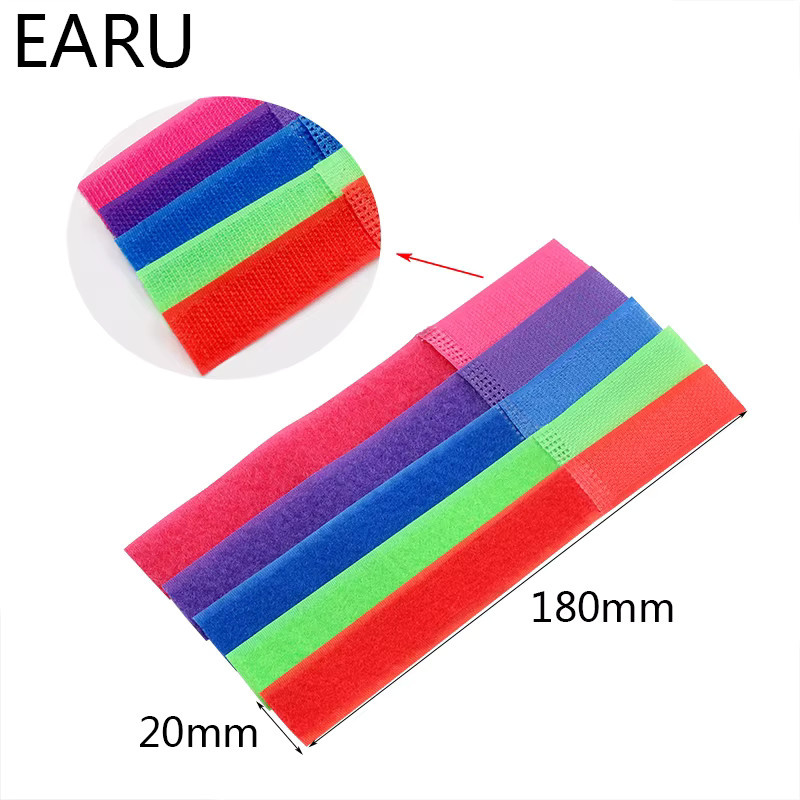 EARU Kabelbinder Set aus Nylon mit Klettverschluss, 8 Stück, Multicolor, Kabelmanagement-Organizer für PC-Stromkabel, Maus und Kopfhörer, Länge: 18 cm - Bild 2
