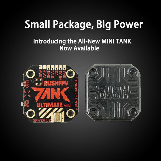 RUSH TANK MINI2 5.8GHz FPV-Sender VTX für RC-Drohnen, 48CH RaceBand, 25/200/500/800mW, Schwarz, 20x20 mm stapelbar - Bild 1
