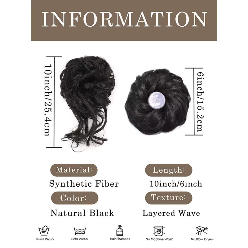 ISIGROSI Haarteile Chignon, 2 Stück, kurze gewellte lockige Synthetik, Damen - Bild 2