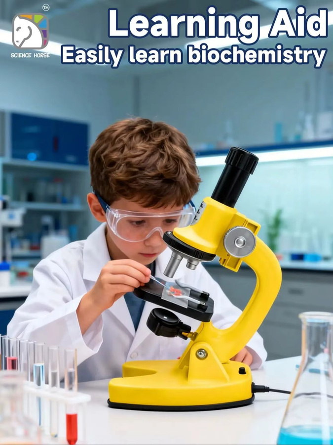 SCIENCE HORSE Kinder-Biologiemikroskop, Gelb, ab 8 Jahren - Bild 6
