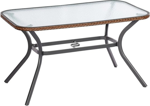 Merxx Gartentisch Ravenna rechteckig aus Aluminium und Glas in Braun B/T/H: 85 x 74 x 150 cm - Bild 1