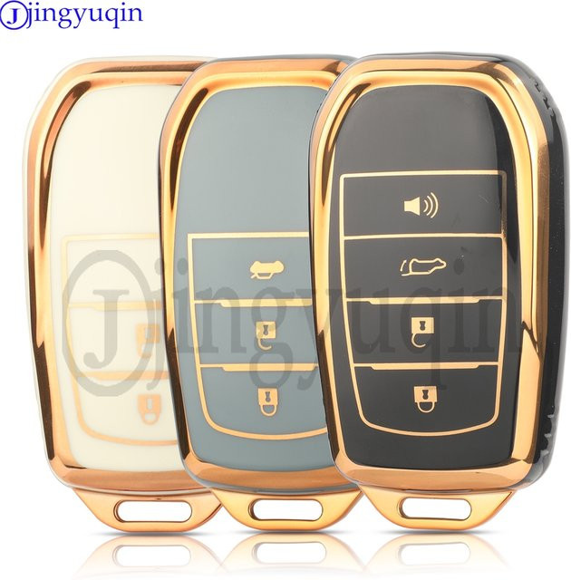 Jingyuqin TPU Auto-Fernbedienungs-Schlüsselhülle für Toyota CHR Hilux Fortuner Land Cruiser 200 Camry Corolla Crown RAV4 Highland in Schwarz - Bild 1