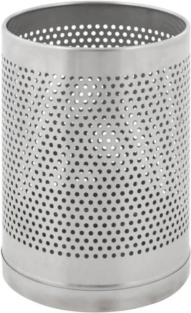 PROREGAL Papierkorb aus perforiertem Edelstahl in Silber, H: 29 cm, Ø: 22 cm - Bild 1