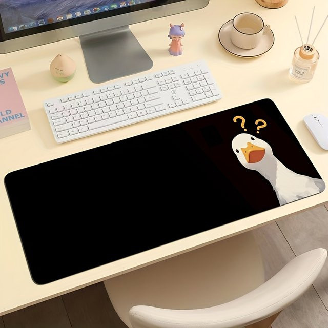 Fragezeichen Ente Mauspad XXL in Schwarz aus rutschfestem Gummi für Gaming und Büro - Bild 1