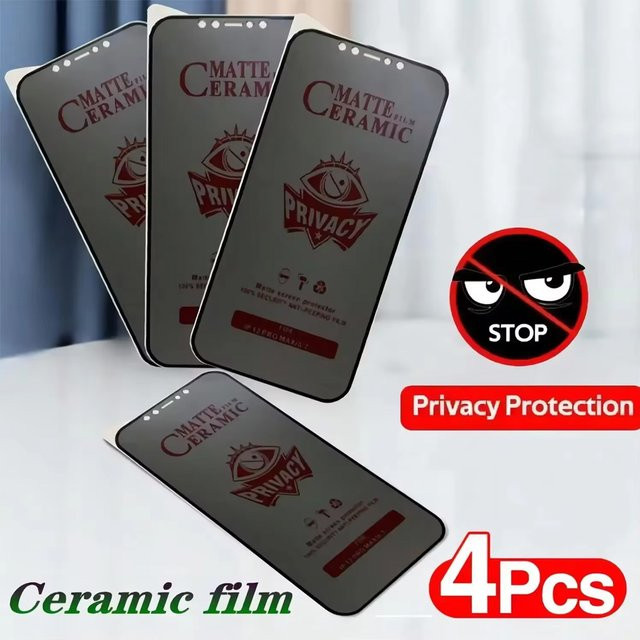 4er-Pack Matte Keramik-Privatsphäre-Displayschutzfolie für Apple iPhone 11 bis iPhone 17 Pro Max Plus Mini SE XS XR Transparent - Bild 1