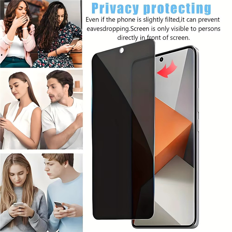 DIXSG 4er Pack Anti-Spy Displayschutzfolie aus gehärtetem Glas für Redmi Note 14 5G 13 12 11 Pro 14S 12S 11S 15C 15 14C 13C 12C 10A 9A in Schwarz und Transparent - Bild 3