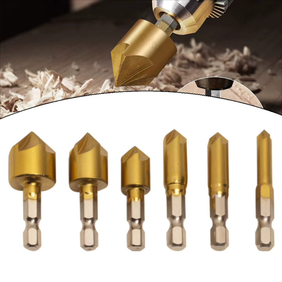 Vibratite Senkerbohrer Set in Gold mit 6 Größen für Holz, Kunststoff und Aluminium - Bild 3