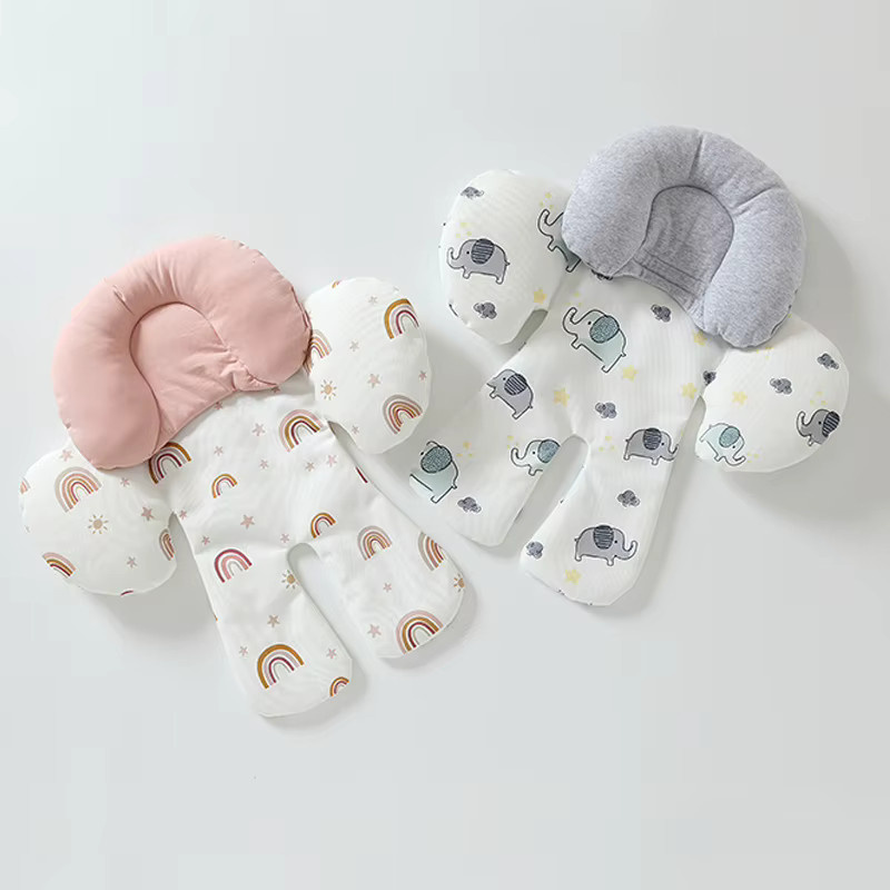 Atmungsaktiver Kinderwagen Sitzliner mit Kopf- und Nackenstütze für Neugeborene und Babys - Bild 2