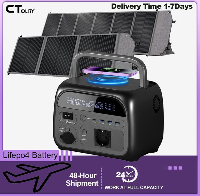 CTOLITY Mobile Powerstation 345Wh mit faltbaren Solarpanels für Outdoor-Camping und Energiespeicherung - Bild 1