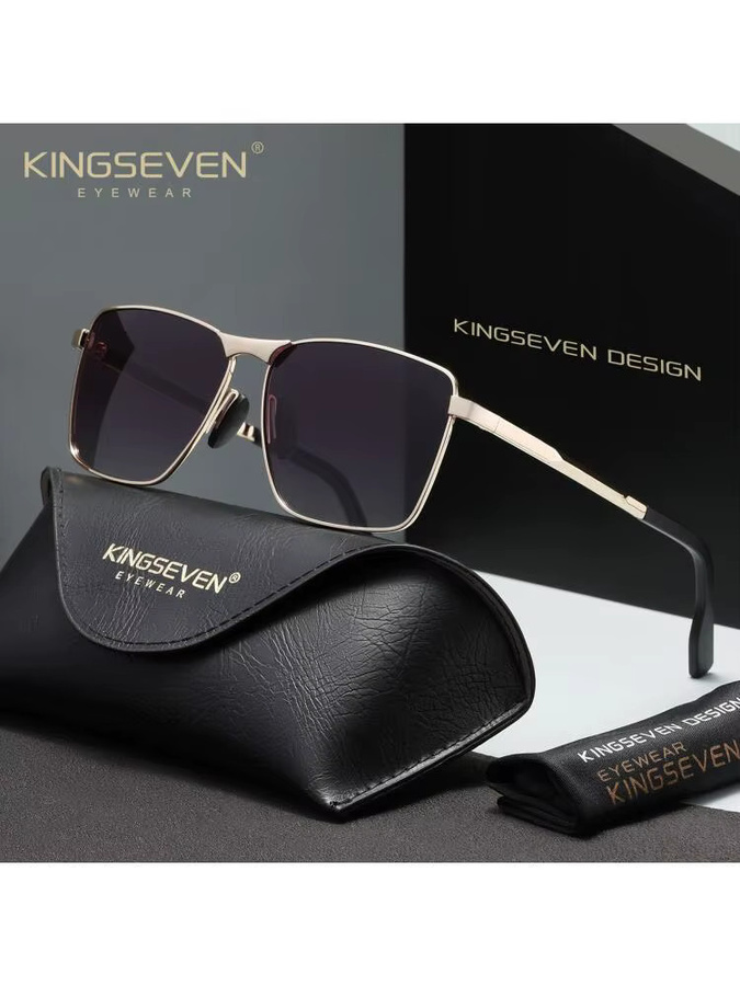 KINGSEVEN Sonnenbrille, rechteckig, Vollrand, Metall, Unisex, polarisiert - Bild 3
