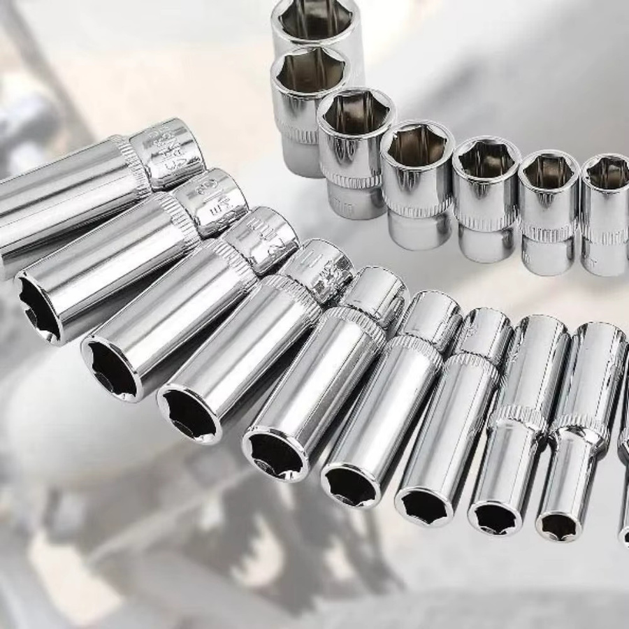 Deep Socket Set mit 1/4 Zoll Antrieb, 6-Punkt-Innensechskant und 72-Zahn-Ratsche in Silber - Bild 2