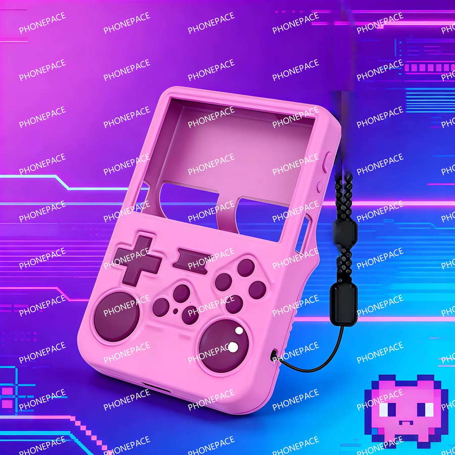 Gowinbaby Silikon-Schutzhülle für R36S Handheld-Spielkonsole, 360 Grad Vollabdeckung, stoßfest und kratzfest, in Schwarz oder Pink - Bild 5