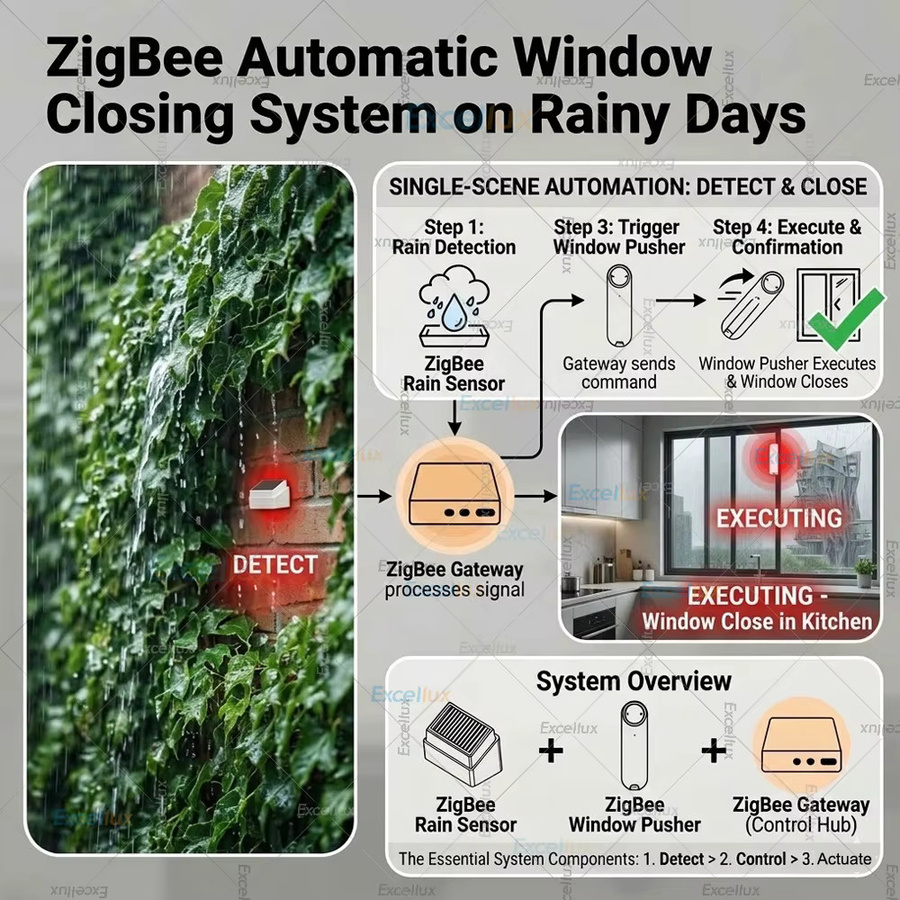 Excellux Zigbee Smart Rain Drop Sensor für den Außenbereich mit Beleuchtungsstärkedetektor in Weiß für Tuya und Z2M zur Smart Home Automation - Bild 5