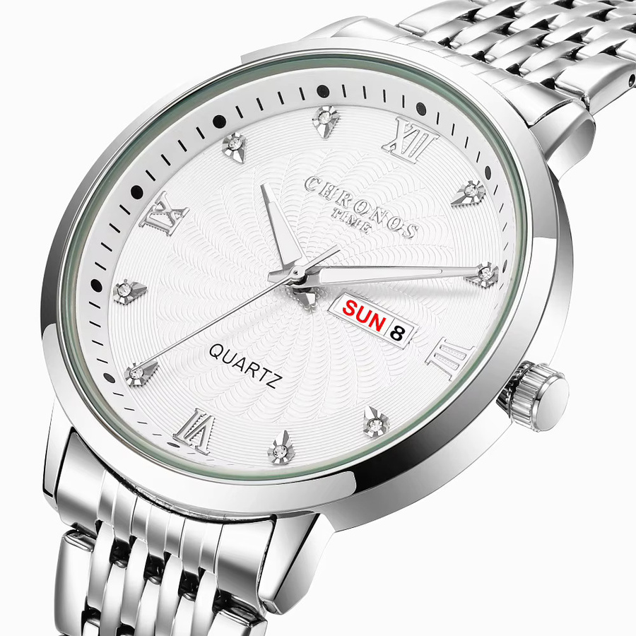 CHRONOS Armbanduhr, Quarz, Edelstahl, Herren, Datum, wasserdicht - Bild 2