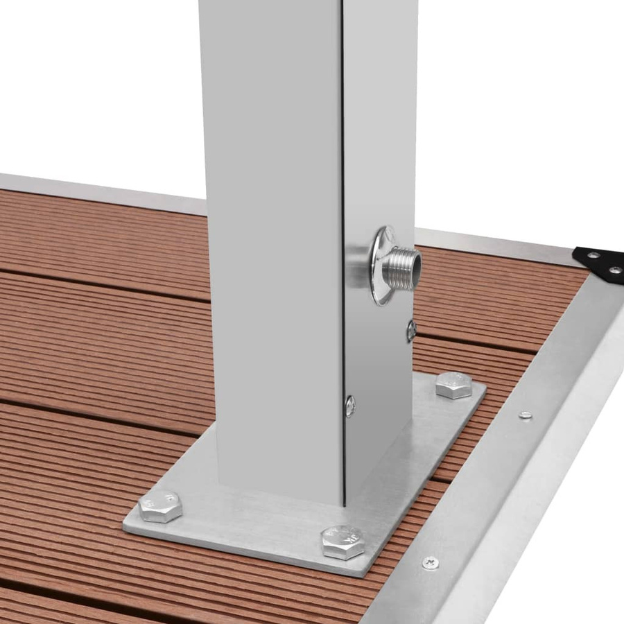 vidaXL Gartendusche aus Edelstahl mit WPC-Bodenelement in Silber und Braun, Höhe: 210 cm - Bild 2
