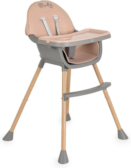 Moni Kinderhochstuhl Biscotti 2 in 1 mit Doppeltablett und Anti-Rutsch-Füßen in Pink - Bild 1