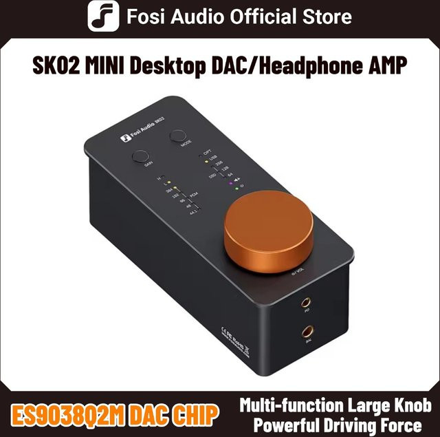 Fosi Audio SK02 USB DAC Kopfhörerverstärker mit Audio Decoder, Unterstützung für DSD 256 und PCM, inklusive 3,5 mm und 4,4 mm symmetrischem Anschluss, in Schwarz oder Orange - Bild 1