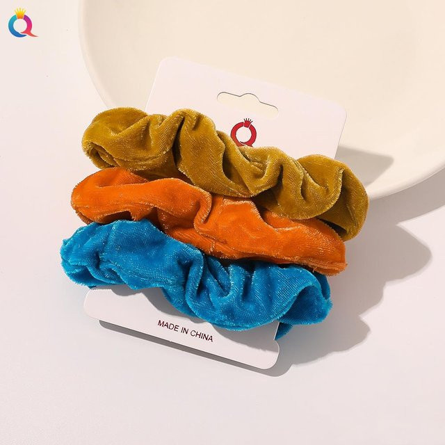3 Stück Samt Scrunchies, Haarbänder, orange, Damen, Mädchen - Bild 1