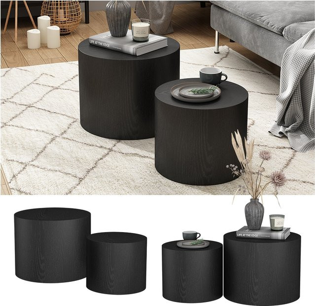 Vicco Couchtisch-Set Giva Schwarz mit Nesting-Tops für dein Wohnzimmer, B/T: 48 x 38 cm - Bild 1