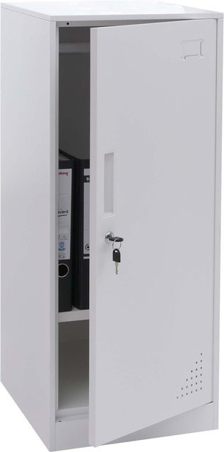 MCW Spind MCW-P63 Schließfach aus Stahl mit Kleiderstange und Regalböden, Weiß, H: 90 cm, B: 45 cm, T: 38 cm - Bild 1