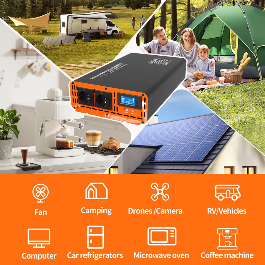 DATOUBOSS Sinus-Wechselrichter 2000W 36V / 24V DC auf AC 220V 230V Spannungswandler mit AC-USB-Buchse und LCD-Fernbedienung für Wohnmobile und LKW - Bild 6